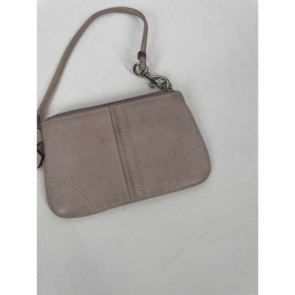 COACH Blush Light Pink Leather Skinny Zipper Wristlet Wallet Logo Tag - Picture 11 of 11